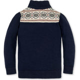 Organic Mock Neck Intarsia Sweater, Blue