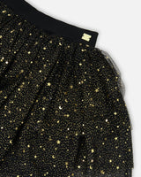 Multi Layer Glittering Mesh Skirt Black