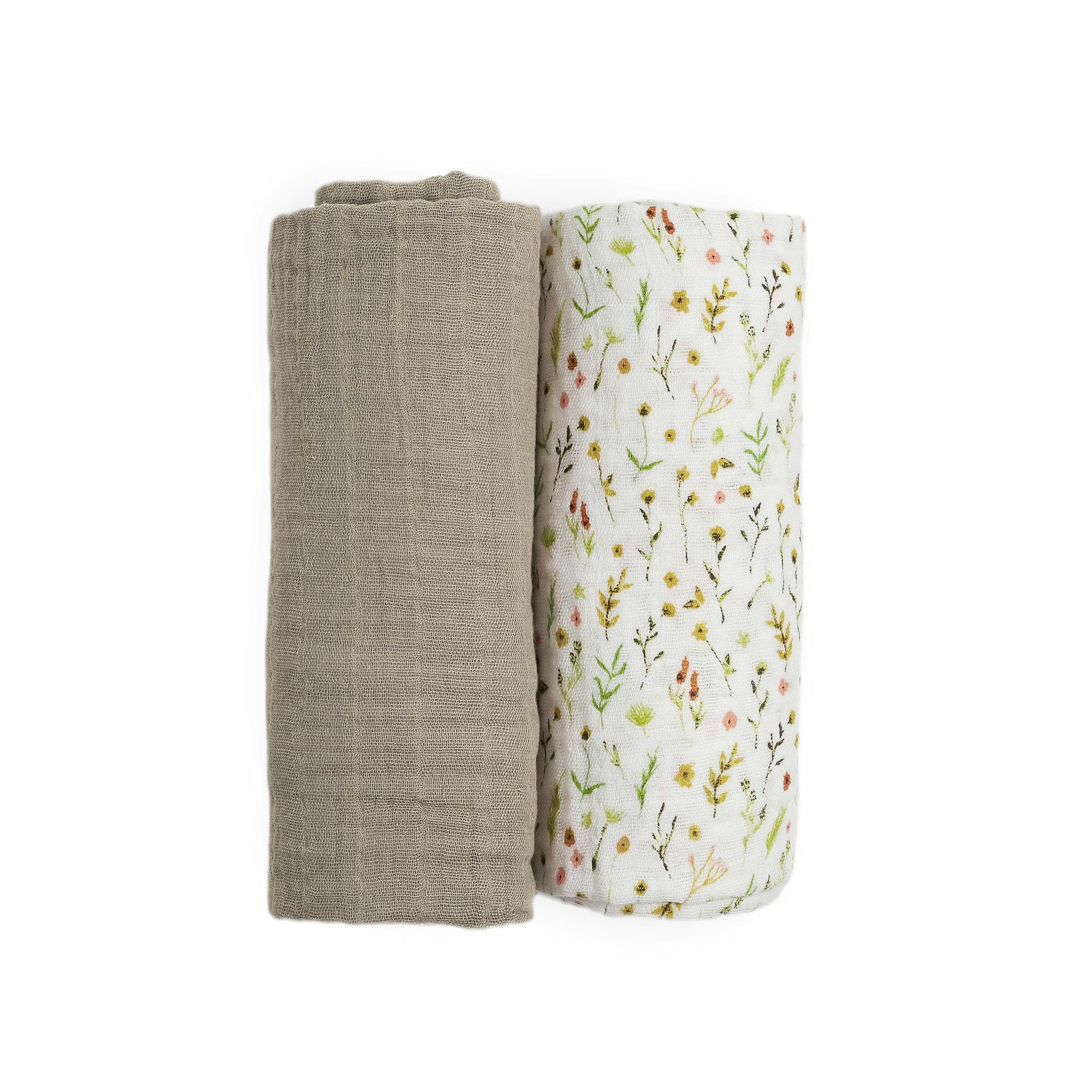 Organic Cotton Muslin Swaddle Blanket 2 Pack - Floral Field