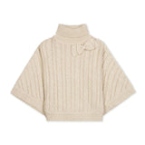 Organic Turtleneck Sweater Cape with Bow