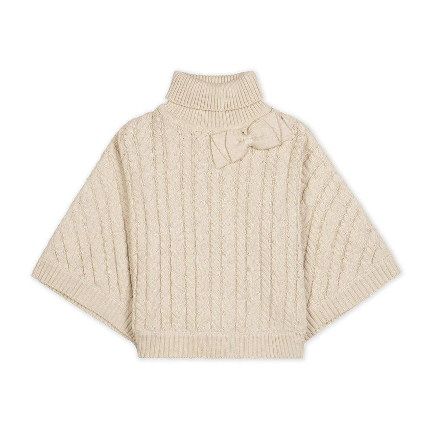 Organic Turtleneck Sweater Cape with Bow