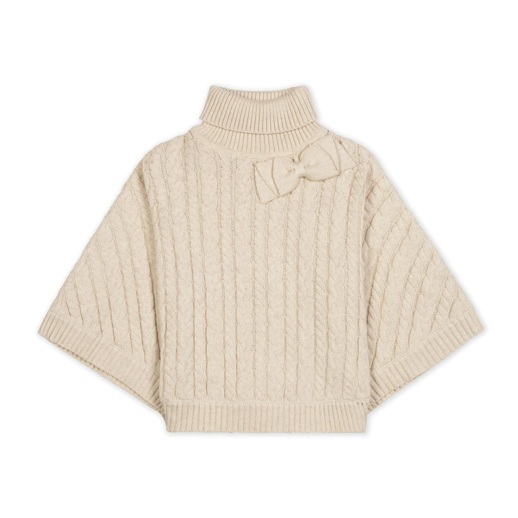 Organic Turtleneck Sweater Cape with Bow