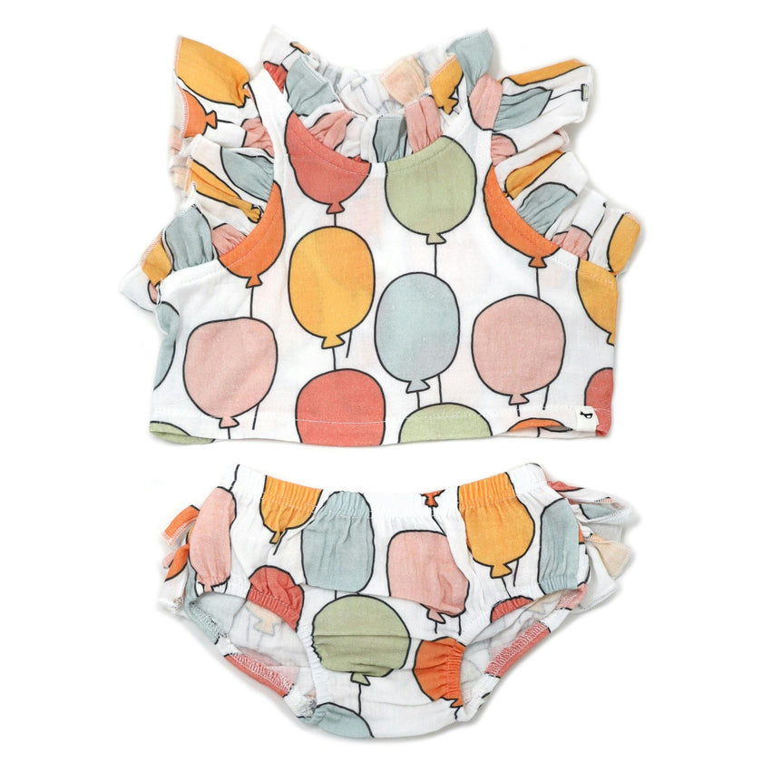 Balloon Print Gauze Lola Top Ruffle Tushie Set