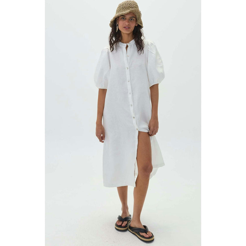 Bubble Linen Dress - Off White