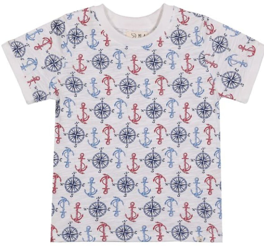 MOUSEHOLE RED/WHITE/BLUE ANCHORS All over Printed Tee