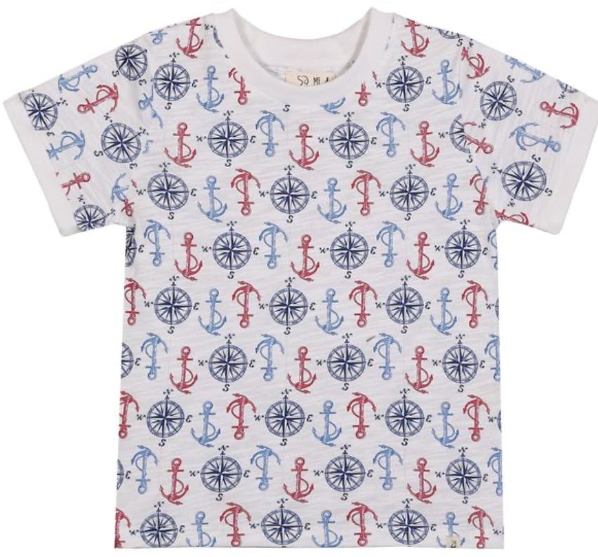 MOUSEHOLE RED/WHITE/BLUE ANCHORS All over Printed Tee
