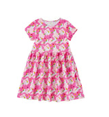 Mid Weight French Terry Twirl Dress, Dancing Unicorn