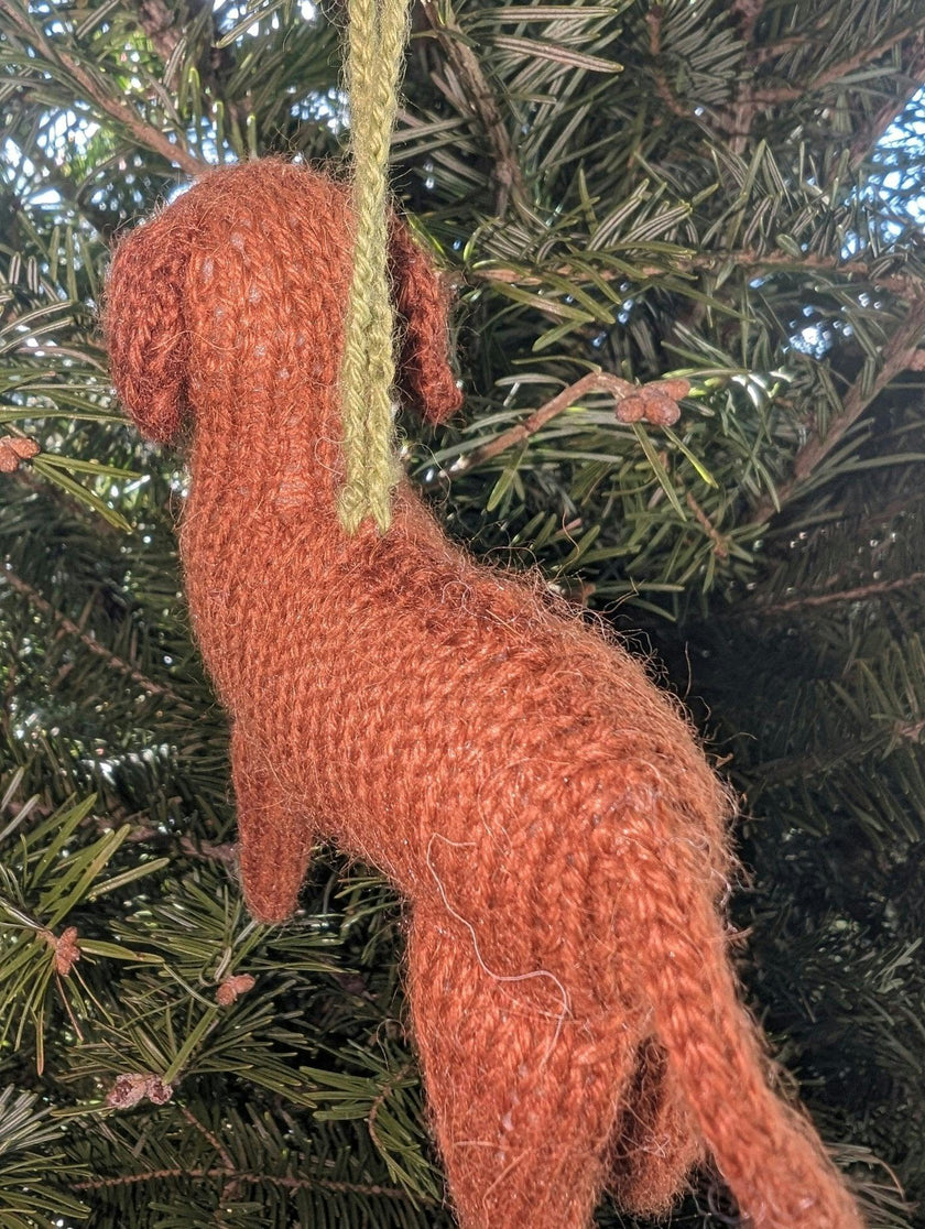 Rhodesian Ridgeback Hand Knit Christmas Ornament