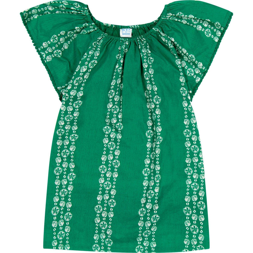 Mini Capucine Girls Caftan Jungle Sea Shells, Green
