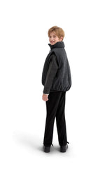 Black Grid-Pattern Quilted Vest