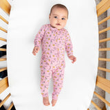 Milk and Cookies Pink Bamboo Convertible Footie