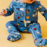 Bamboo Convertible Zip-Up Footie Pajama - Policemen