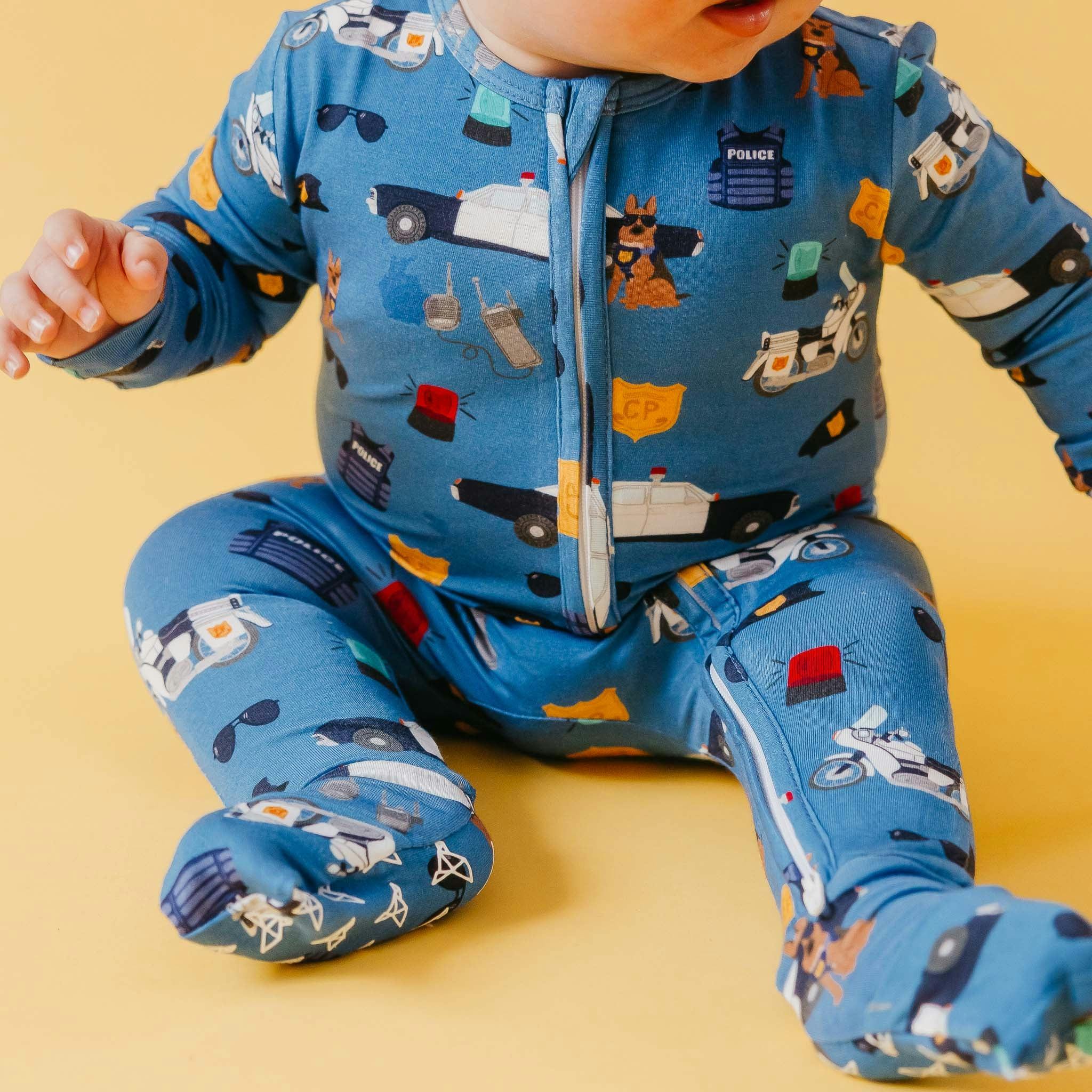 Bamboo Convertible Zip-Up Footie Pajama - Policemen
