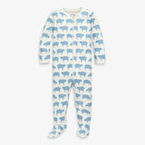 Baby organic zip footie in animal friends