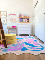 Lavender Base Purple Floral Wavy Rug by Jessica Miller