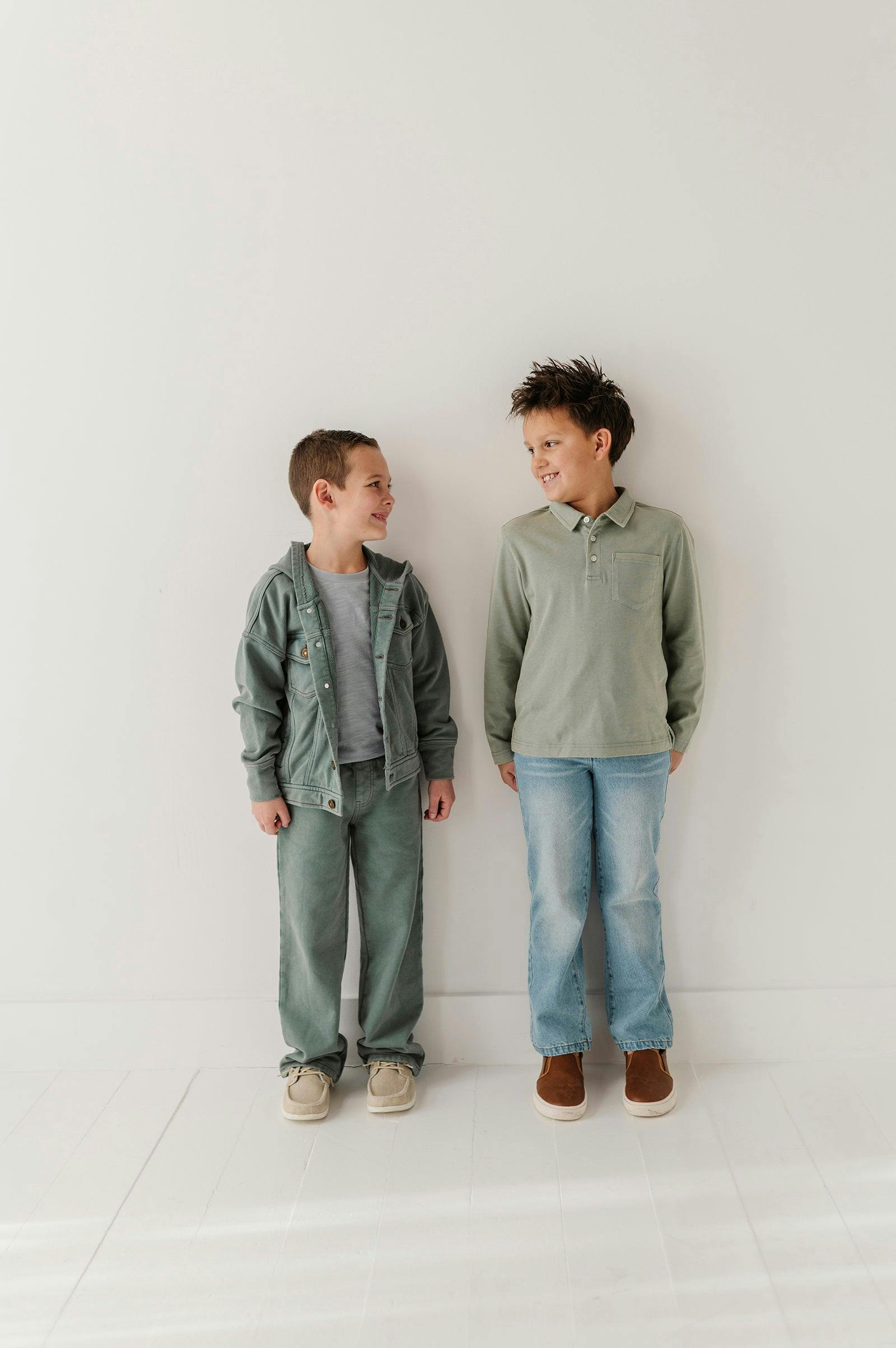 Boys Garment-Washed Collar Shirt in Iceberg