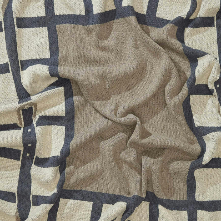 Cotton Sustainable Knit Throw Blanket - Equestrian Lattice