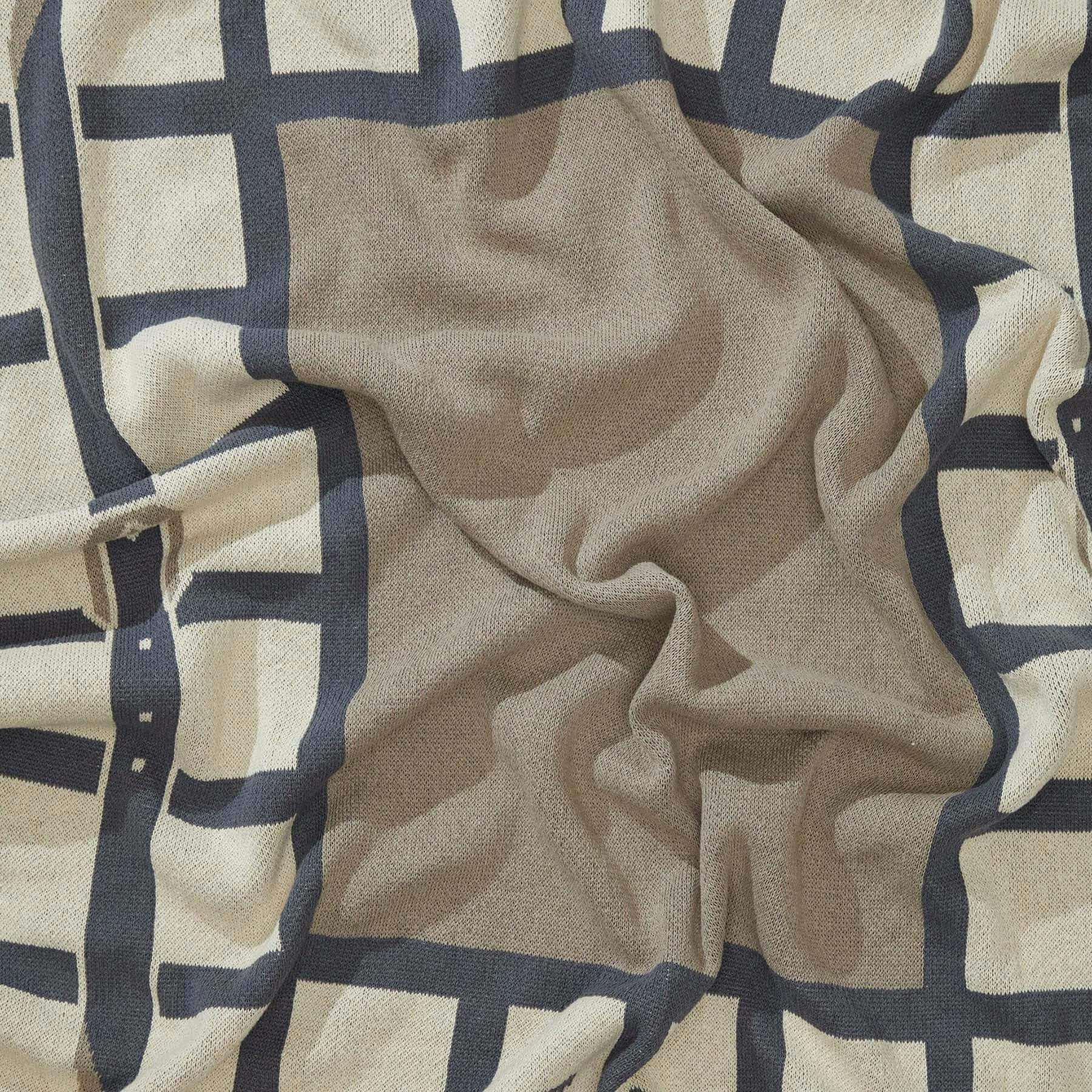 Cotton Sustainable Knit Throw Blanket - Equestrian Lattice