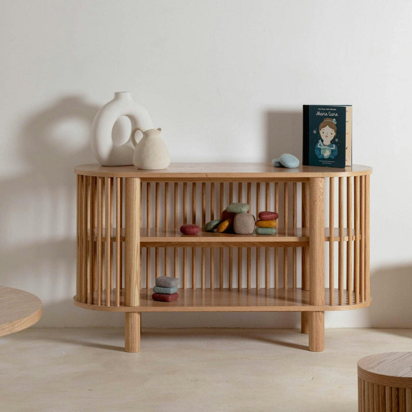 Oak Two Tiered Fluted Shelf