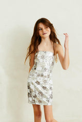Maizy Silver Flower Sequin Dress