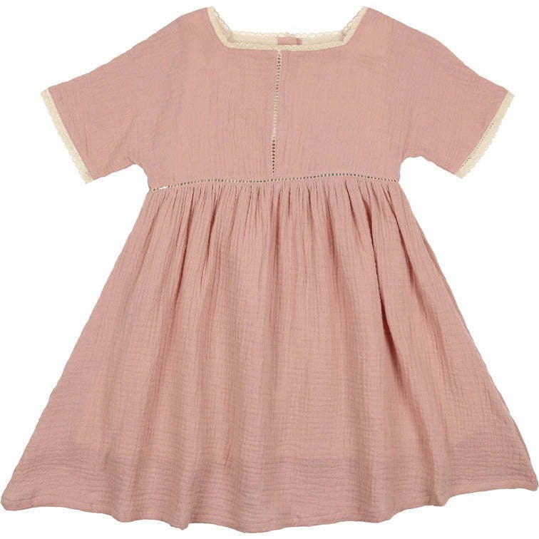 Gauze Crochet Short Sleeve Dress