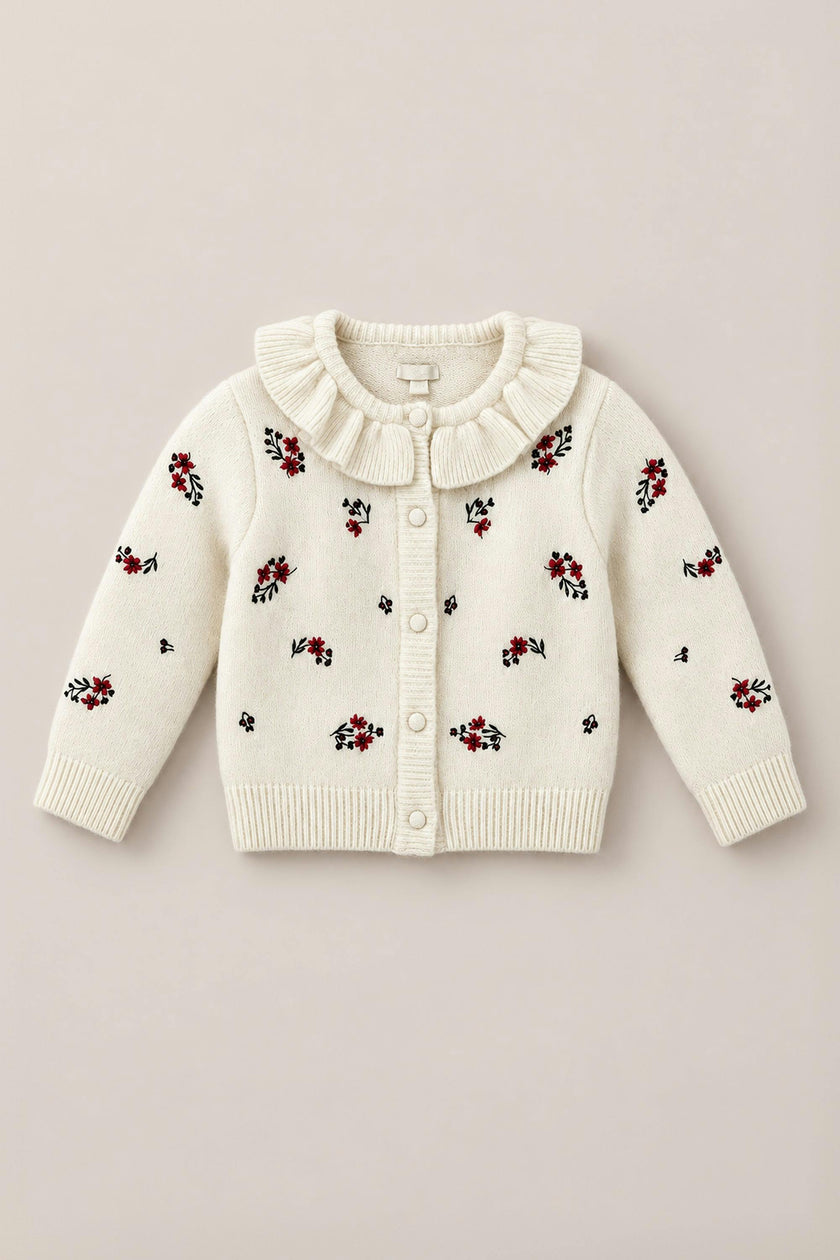 Mini Dottie Cardigan in Ivory Jubilant Bloom