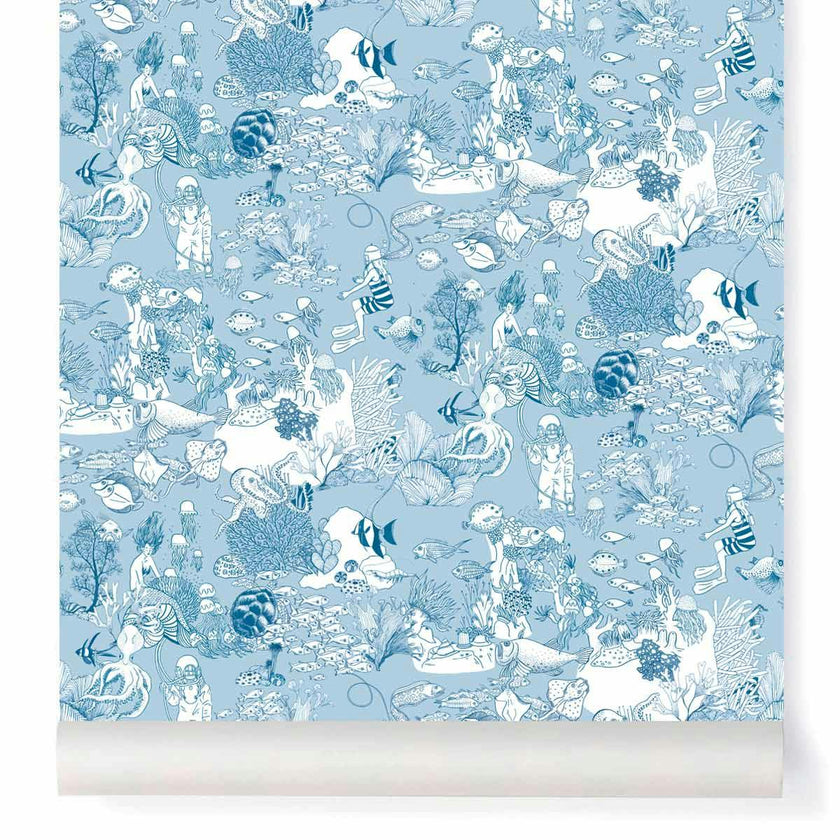 Wallpaper TOILE DE MER color Bleu