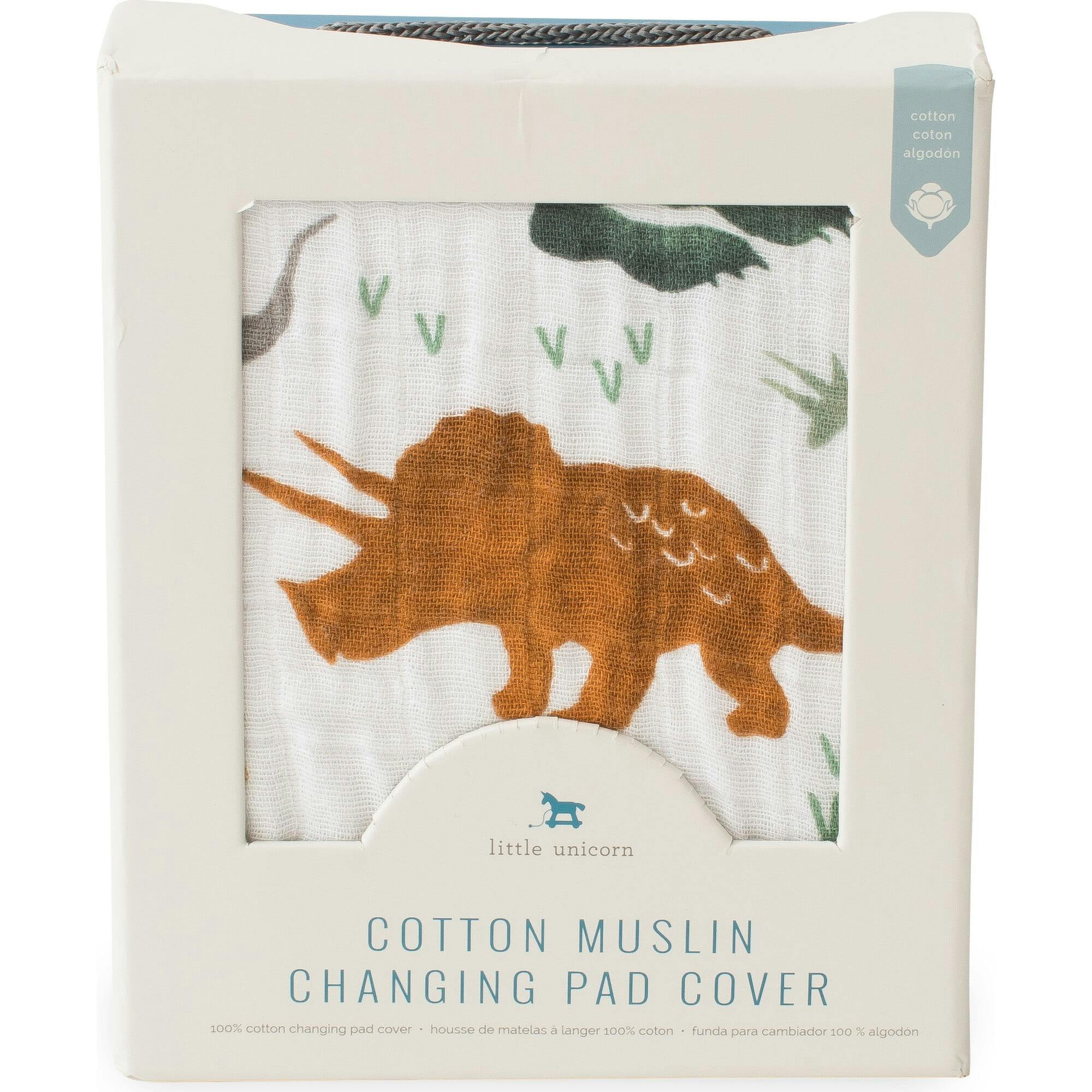Cotton Muslin Changing Pad Cover - Dino Friends