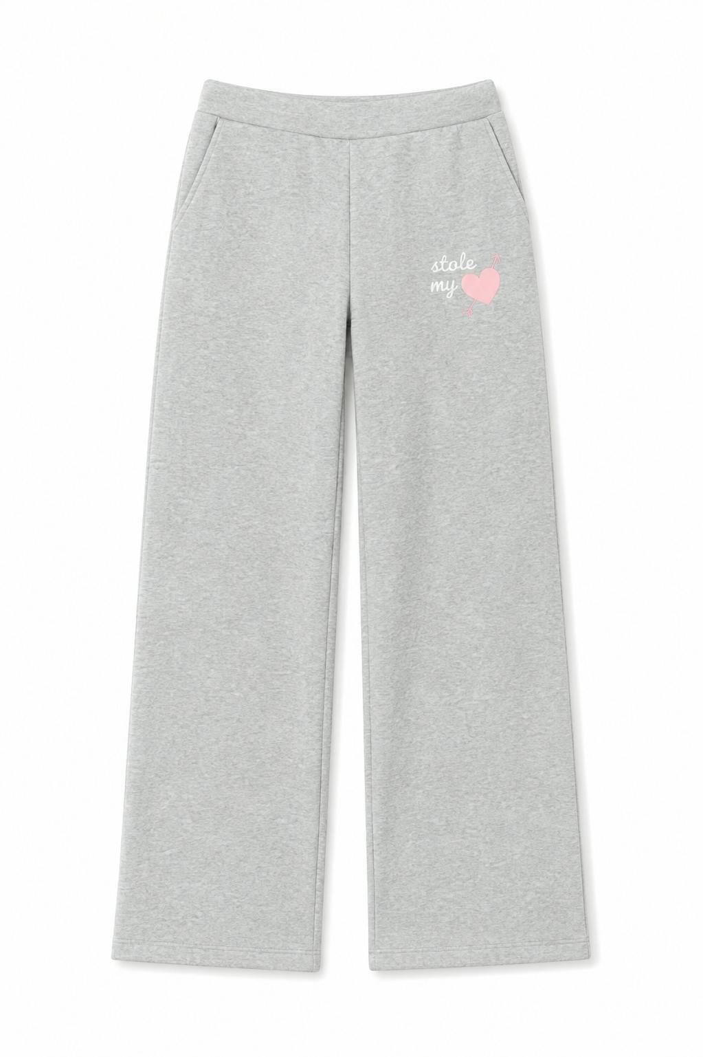Cami Heather Grey French Terry Wide Leg Jogger - Stole My Heart