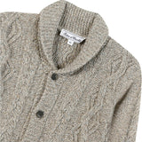 Shawl Collar Cable Knit Button-Down Cardigan