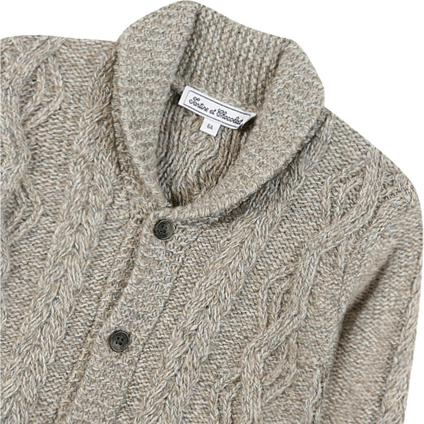 Shawl Collar Cableknit Cardigan