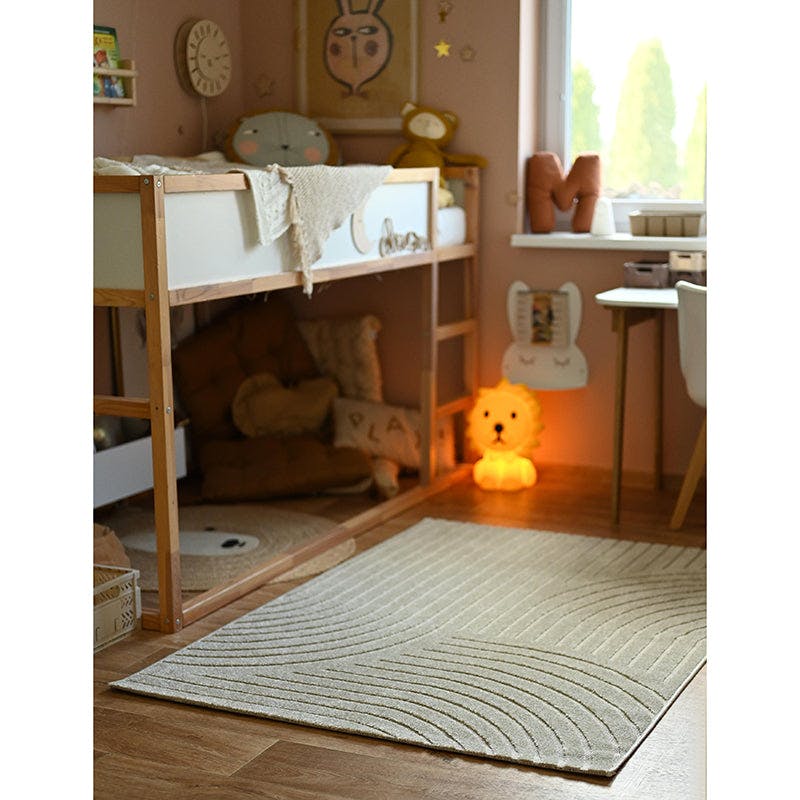 Mechanical Weave Embossed Velvet Rectangular Rug, Grey