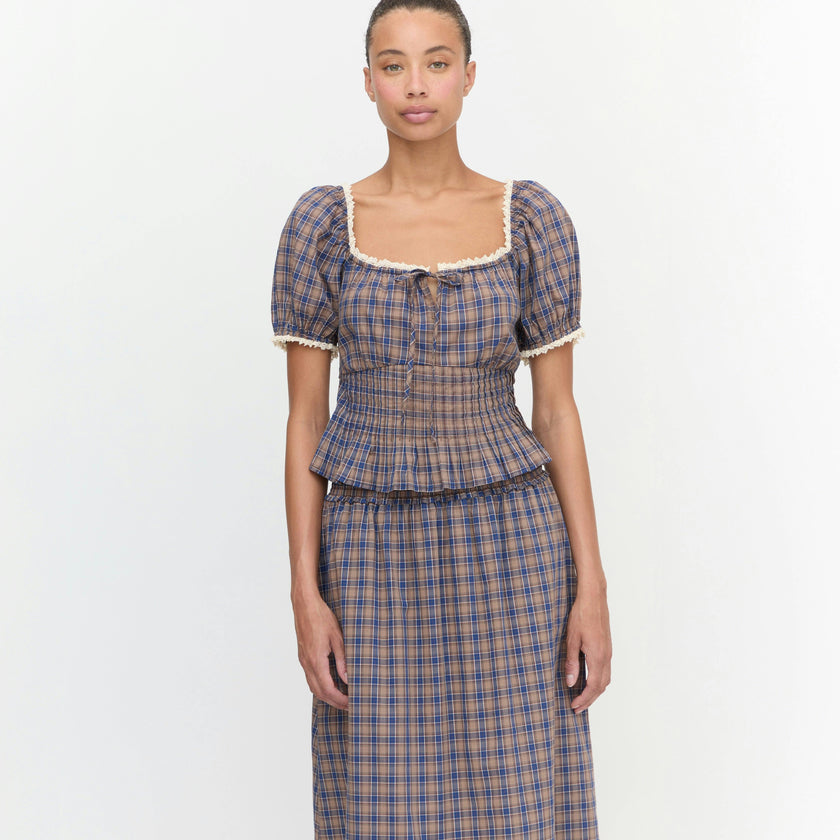 The Paulina Top - Brown Spencer Plaid