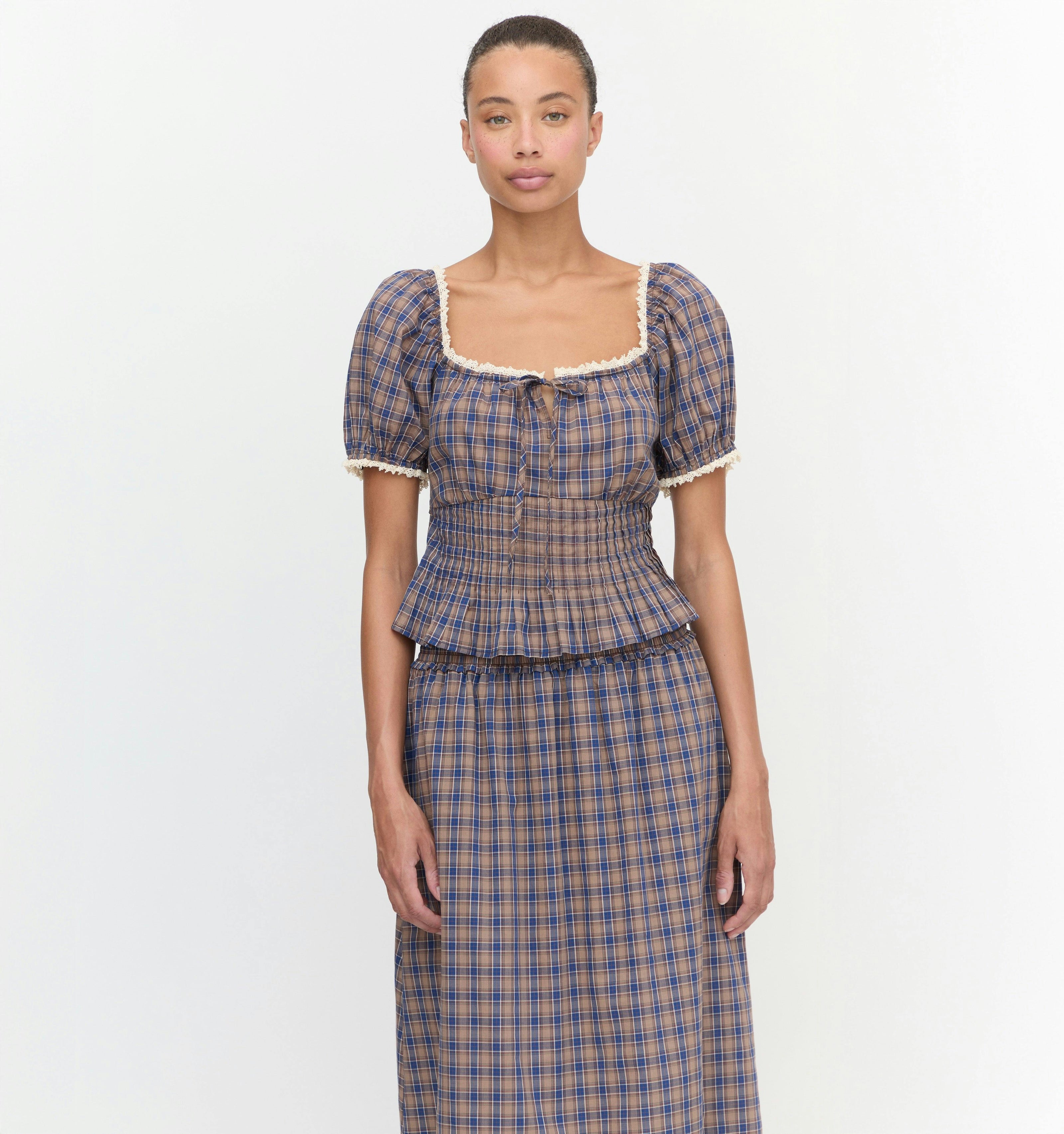 The Paulina Top - Brown Spencer Plaid