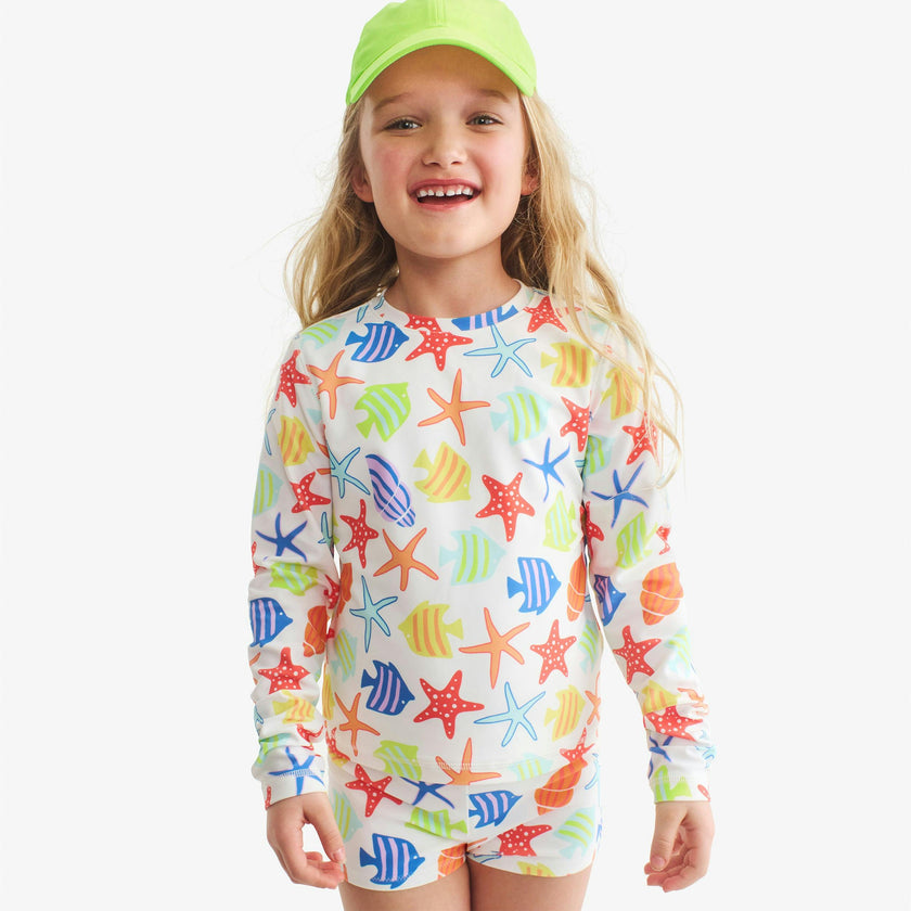 Clearance kids long sleeve swim top in under the sea