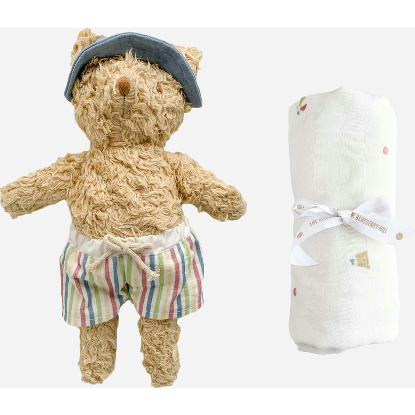 Eddie Bear Plush Toy Swaddle Set - Beach