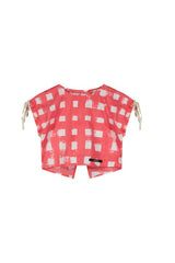 Atlantic Top Coral Plaid Print