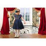 Camelia Navy Cotton Smocked Dress