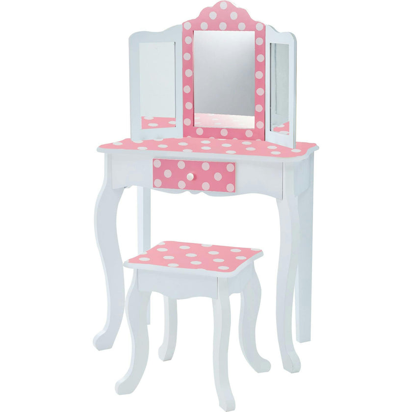 Teamson Kids Wooden Polka Dot 2-Pc. Play Vanity
