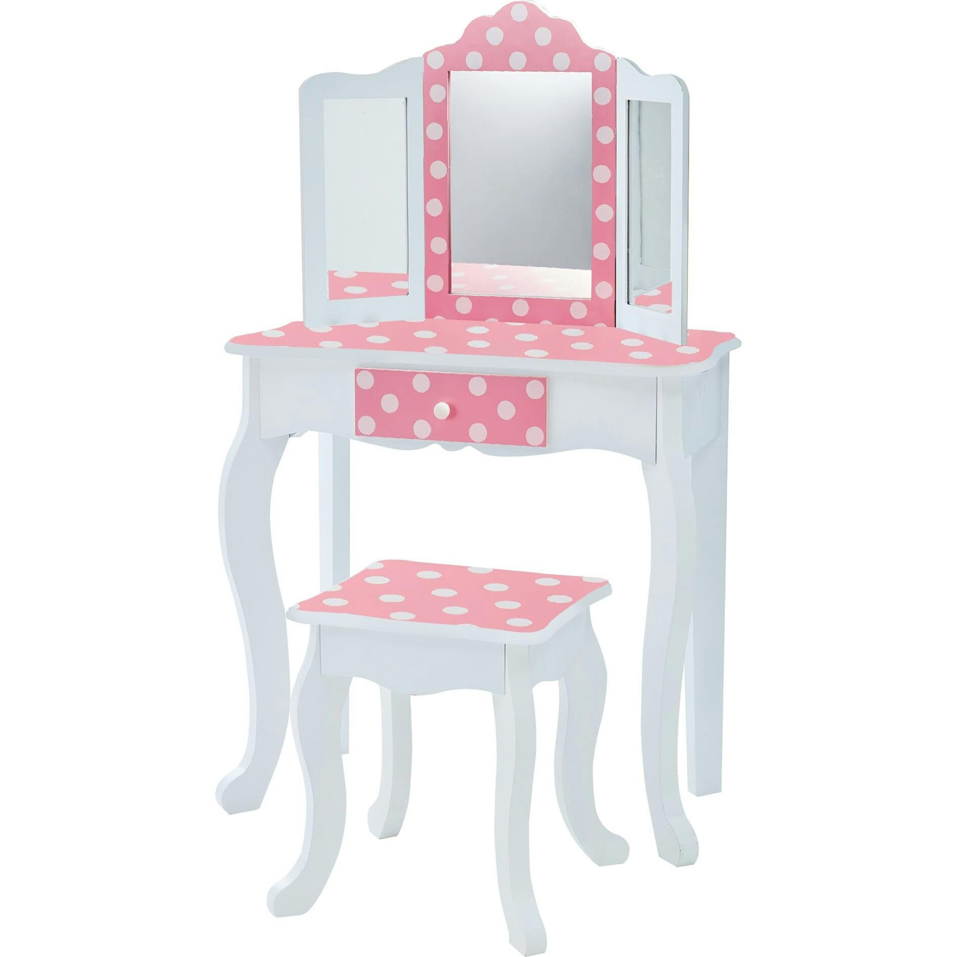 Teamson Kids Wooden Polka Dot 2-Pc. Play Vanity