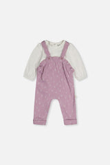 Organic Cotton Onesie And Overall Set Purple Floral Print