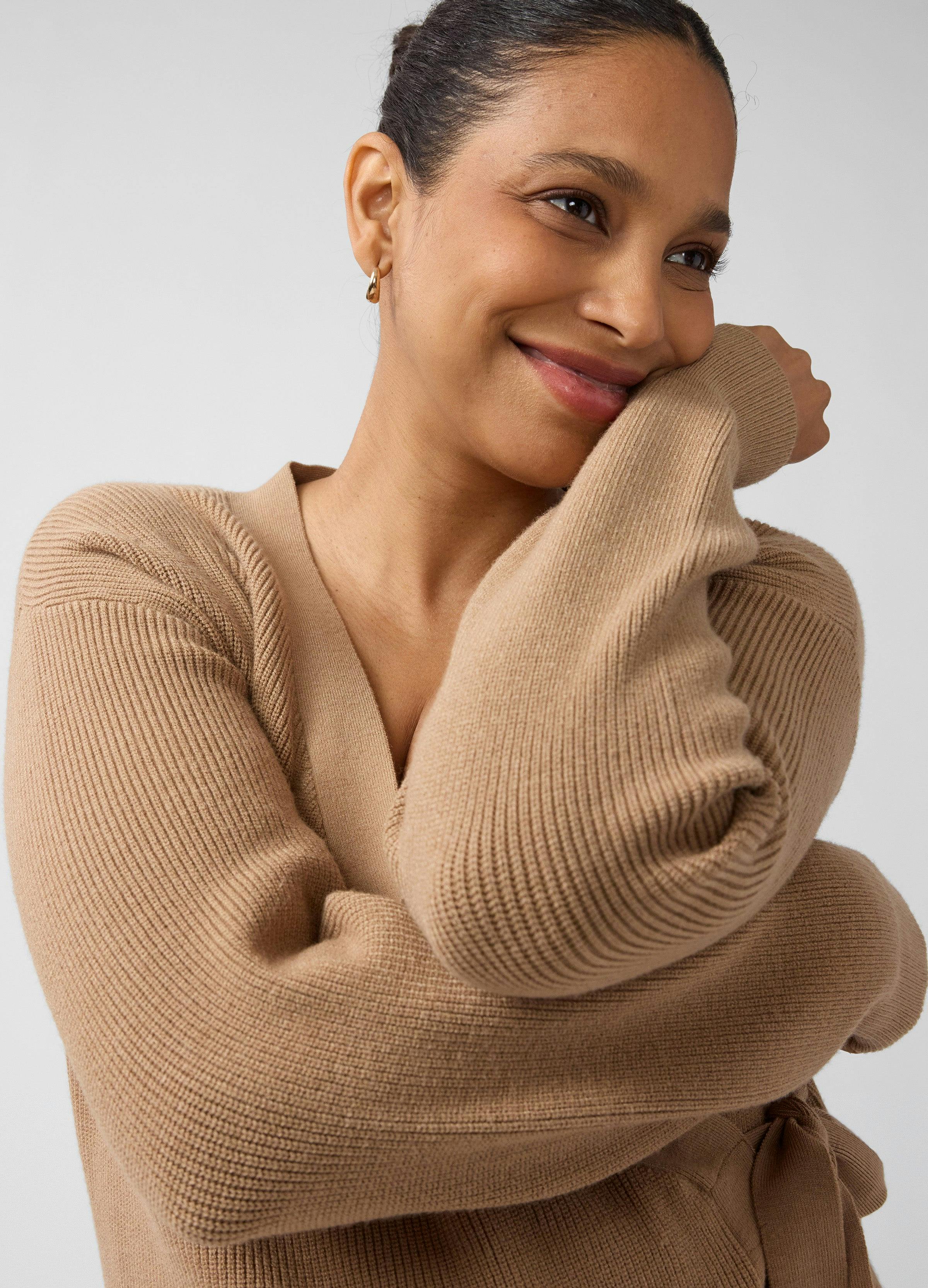 Ribbed Knit Crossover Maternity Nursing Cardigan