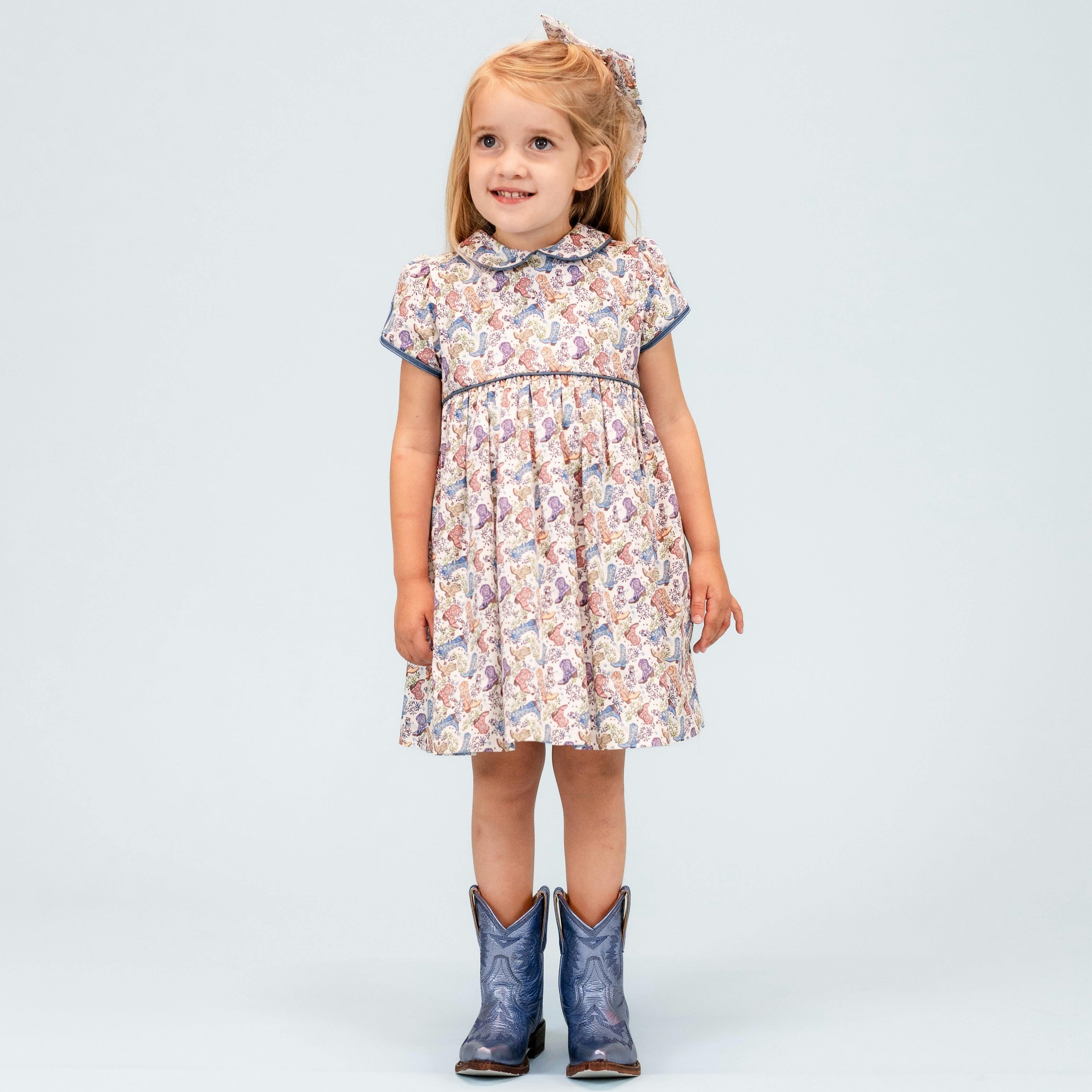 Sarita Girl Dress - Boots Print