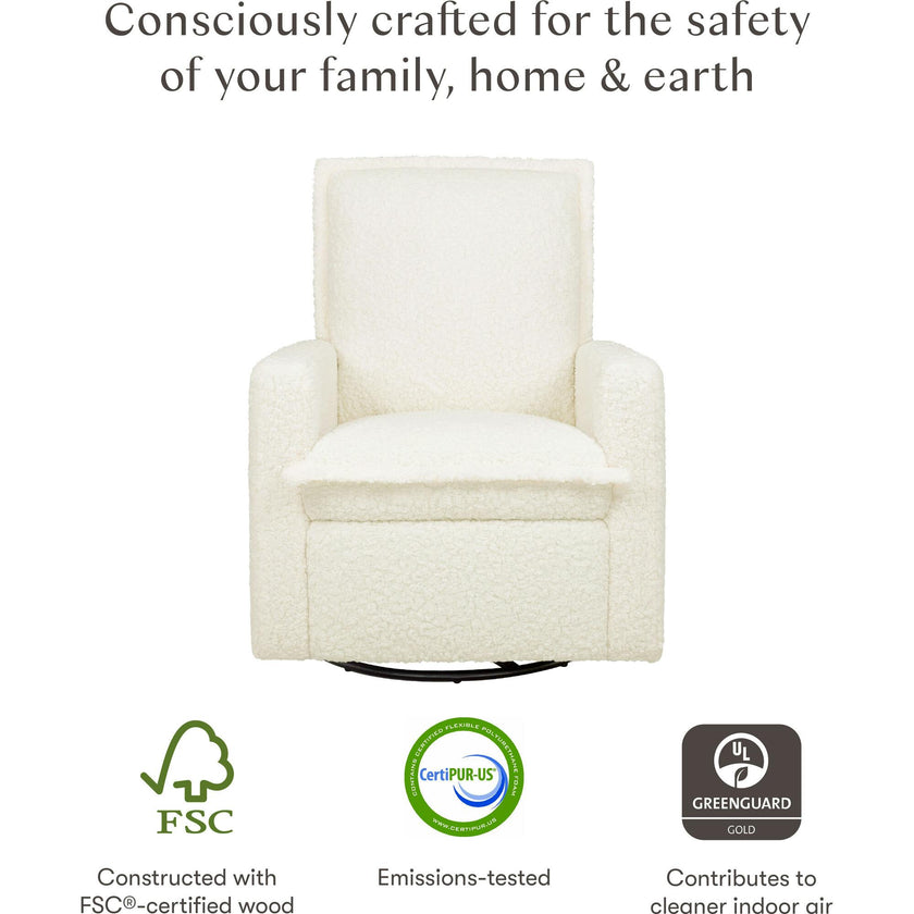Cali Flange Gliding Swivel Recliner in Cream Shearling