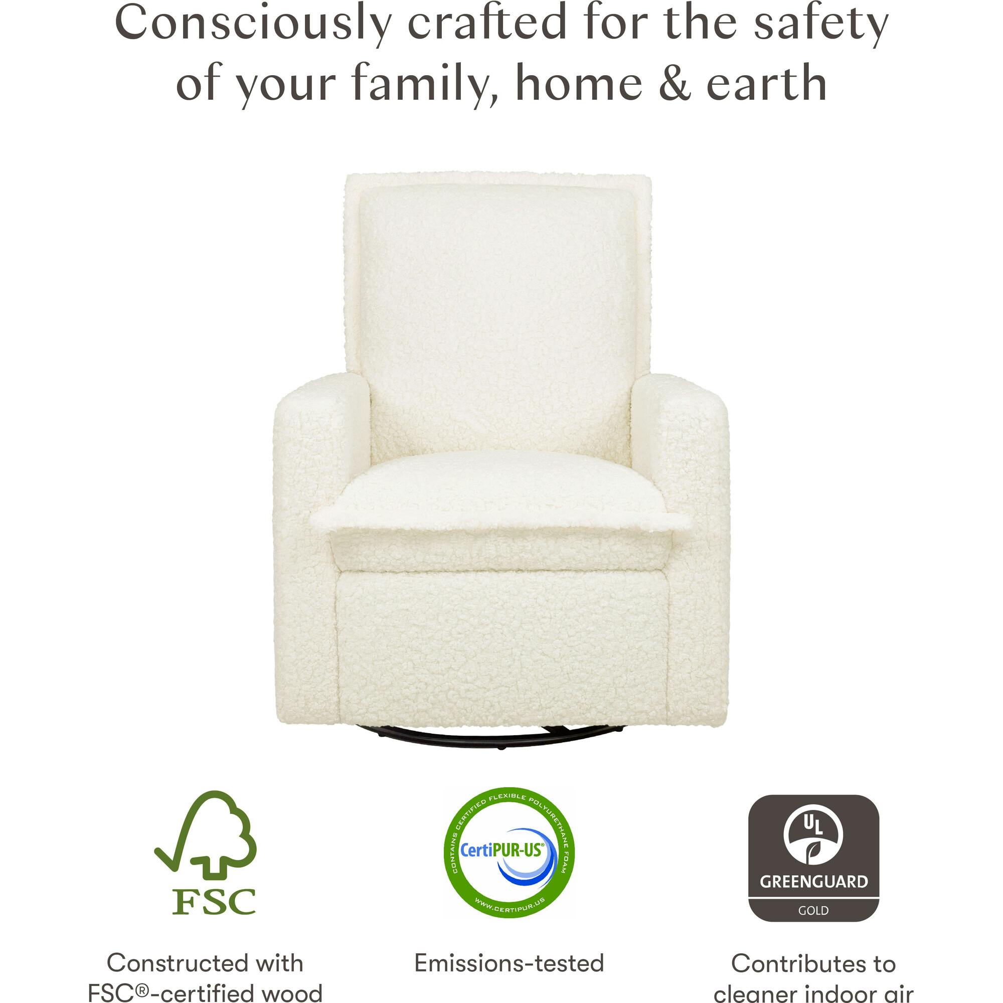 Cali Flange Gliding Swivel Recliner in Cream Shearling