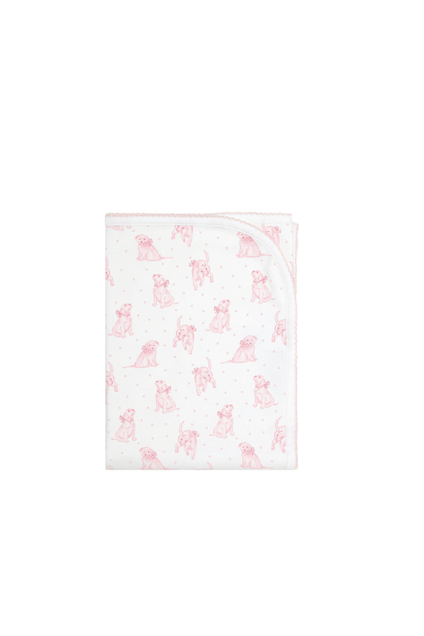 Pink Puppy Love Print Blanket
