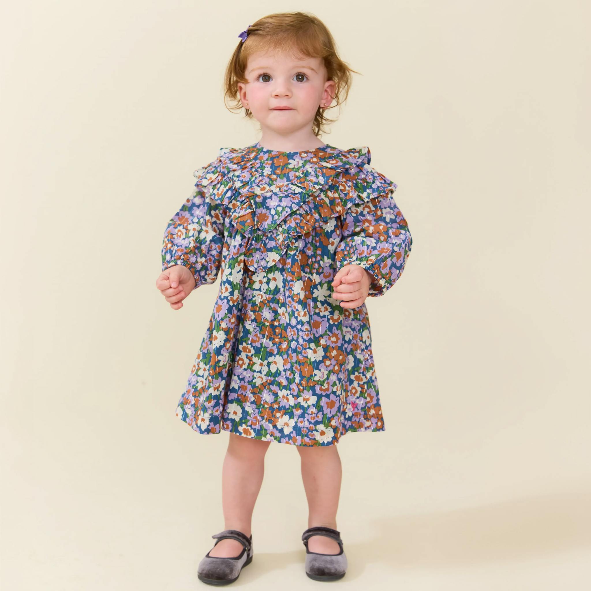 Baby Girls Everly Dress Set - True Blue Sketched Floral