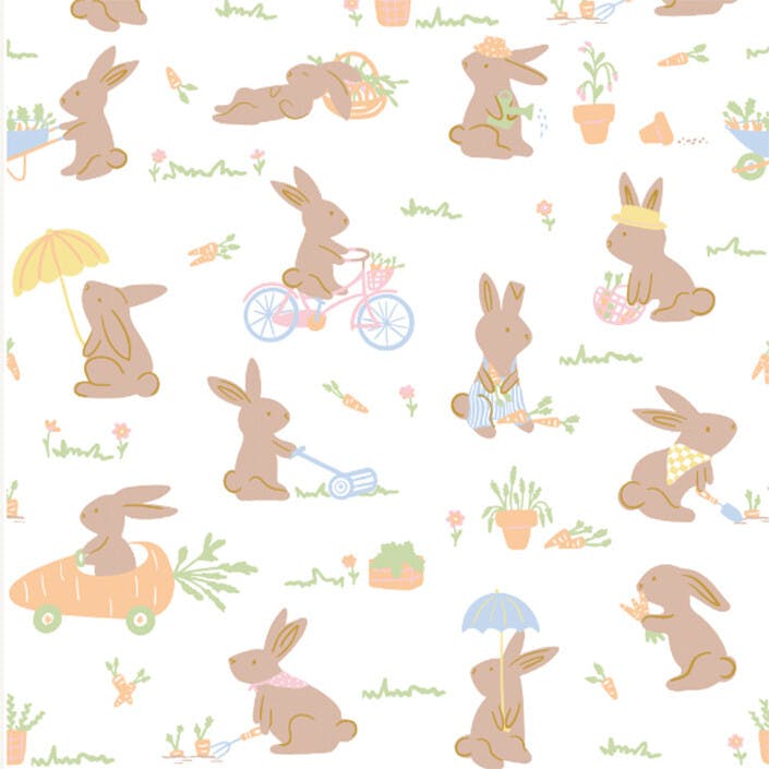 Springtime Bunnies In The Garden Large Napkins