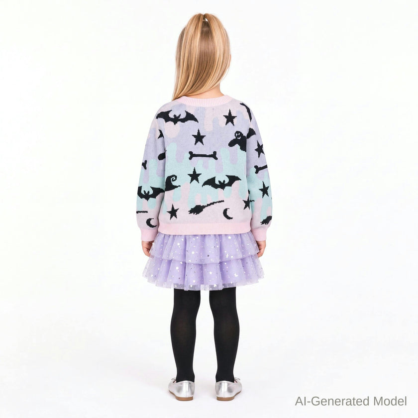Girls Sweater & Tiered Skirt Set | Purple Halloween
