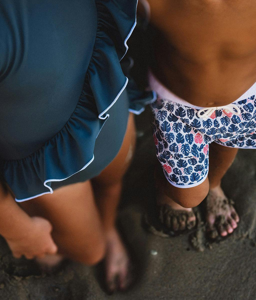 Swimshort Tommaso - Tropical Leaves Pebbles Print